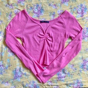 A&F Pink Sweetheart Ribbed Long-sleeve Cute Pretty Top
